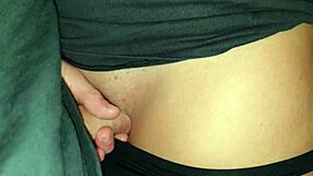 My stepsister with a brunet hair wears panties and gives a blowjob to a big dick and gets cum on her skin.