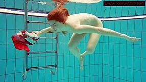 Hairy Ginger Polish Teen Underwater In Pool Naked