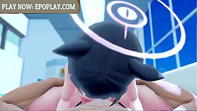 Kyouyama Kazusa From Blue Archive Gives Cute Sexy Blowjob In Anime Hentai