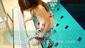 Hairy Ginger Polish Teen Underwater In Pool Naked