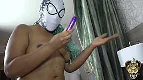 Ebony Cosplay Fighters Battle with Strapon and Vibrator