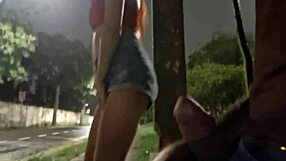 Risky Handjob On Street For Hot Redhead At Bus Stop