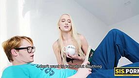 Porn girl turns stepbrother on while man fucks pussy next to boyfriend.