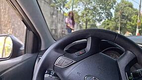 Jerking Off to Hot Babe at Bus Stop