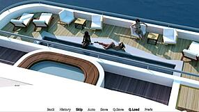 In waterworld, bikini girl gets picked up in episode 1 scene 11.