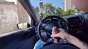 Jerking Off to Hot Babe at Bus Stop