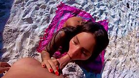 He didn't know me, but on the nudist beach, I let him cum on my face with his big cock.