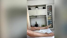 Sugarnadya waxes slender legs for foot fetish!