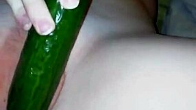 Fucked Herself with a Cucumber: Russian Teen Goes Wild in Homemade Masturbation Clip, Testing Her Limits!