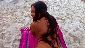 He didn't know me, but on the nudist beach, I let him cum on my face with his big cock.