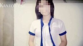 intriguing pinay student in uniform fingering her fresh pussy