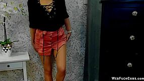 Beautiful German mother of two shows off her curves on webcam.