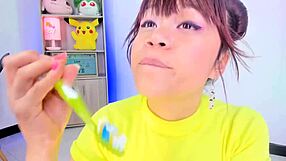 Lila Jordan brushes teeth with tongue and saliva