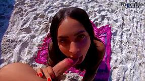 He didn't know me, but on the nudist beach, I let him cum on my face with his big cock.