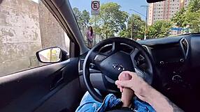 Jerking Off to Hot Babe at Bus Stop