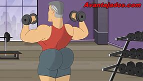 Cartoon gay action with the gym veteran. What did they do next?