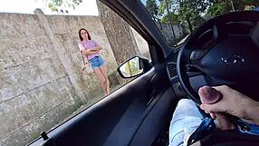 Jerking Off to Hot Babe at Bus Stop