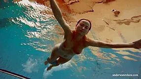 Big Tits Petite 18+ Deniska Swimming Naked in Pool with Tight Russian Body?