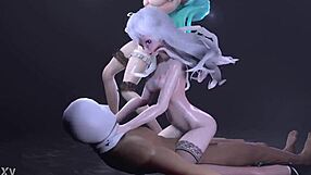 miku double moves their bodies in a narrative of cum cowgirl riding