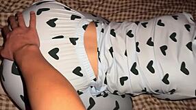 Stepsister in pajamas gets fucked in doggy style and recorded