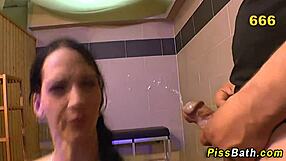 small titty fetish ho gets golden shower in high definition