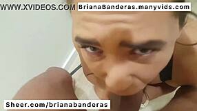 I, Briana Banderas, on my knee's, lickin' and swallowin' cum for master Marco Banderas in POV.