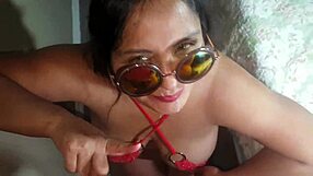 i love that cute latina babe with huge tits giving a blowjob and swallowing every drop of cum