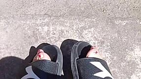 Feet basking in sun before pedicure