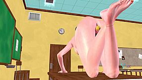 i watch this cute teen girl posing and fingering her pussy in animated 3d