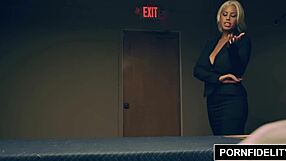 Suggestive interrogation of hard cock by bridgette b