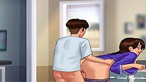 Summertime Saga busty stepmom fucked at breakfast and night