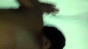 The amateur black female gets fucked doggystyle bent over.