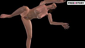 This animated 3D cartoon girl is posing in several positions.