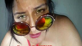 i love that cute latina babe with huge tits giving a blowjob and swallowing every drop of cum