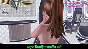 Cute Girl Poses Nude in Airplane 3D Animation