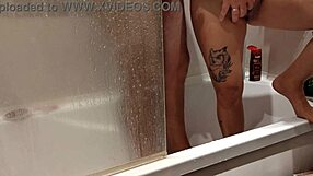 Shower mutual masturbation with young girlfriend fingering wet pussy
