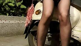 Crossdresser goes wild outdoors and masturbates at work.