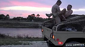 In the military manga, a gay soldier masturbates intensely, his ass cheeks getting all the attention.