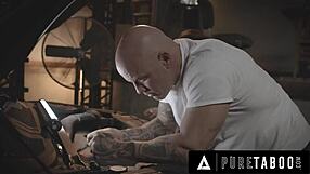 Busty teen Autumn Falls gets fucked by creepy mechanic in his shop