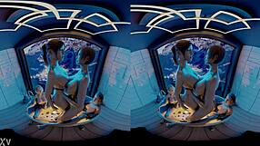 claire and ada grind while jill and ashley masturbate in parody