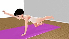 LEO EXERCISES: ANIME GIRL TRIES STRETCHING YOGA