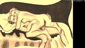 vintage erotic cartoon illustration from antique anime hentai