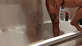 Shower mutual masturbation with young girlfriend fingering wet pussy