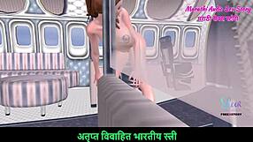 Cute Girl Poses Nude in Airplane 3D Animation