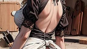 Ai Generated Blonde Maid Cook Serves Food