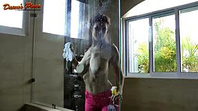 Dawn Allison Teases With Natural 32DDD Tits As Glass Cleaner