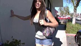 Ebony hooker in heels and skirt gets drilled hard missionary style in bedroom.