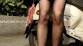 Asian Ladyboy Masturbates Outdoors Imagining Hard Fuck!