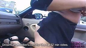 Wild latina flashes her shaved pussy while streaking across a public golf course. Dream girl in nude!