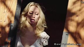 Can this stunning blonde handle a monster cock in her shaved pussy